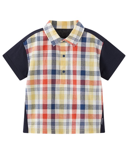 combimini（コンビミニ）の「半袖ビッグシャツ（チェック）（シャツ/ブラウス・キッズ・ネイビー・80/90/100/110/120）」の2枚目の写真