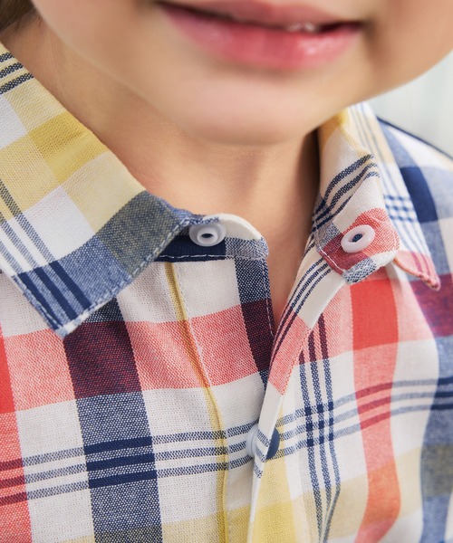 combimini（コンビミニ）の「半袖ビッグシャツ（チェック）（シャツ/ブラウス・キッズ・ネイビー・80/90/100/110/120）」の6枚目の写真