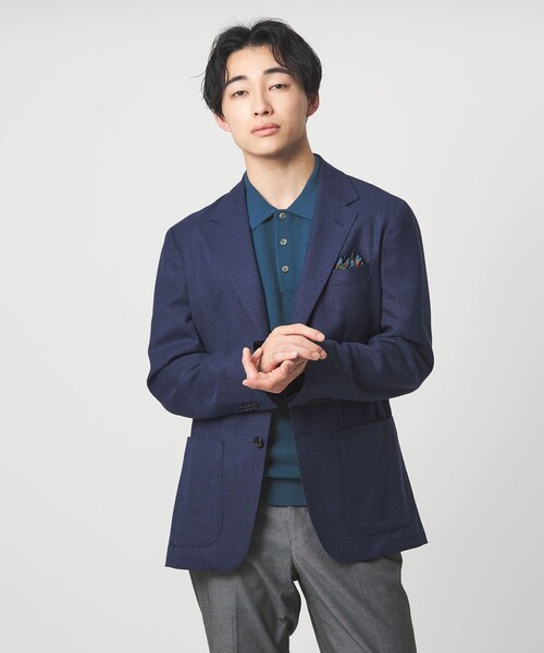 green label relaxing（グリーンレーベルリラクシング）の「タック ピケ ニット ポロシャツ -ウォッシャブル-（ポロシャツ・メンズ・グレー/ブラック/ロイヤルブルー・XL/L/M/S）」の14枚目の写真