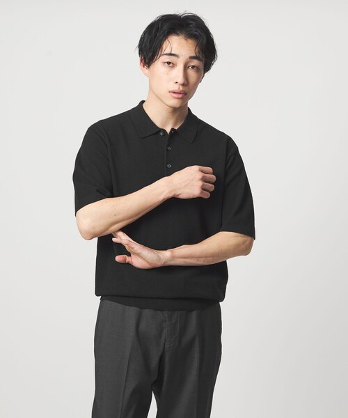 green label relaxing（グリーンレーベルリラクシング）の「タック ピケ ニット ポロシャツ -ウォッシャブル-（ポロシャツ・メンズ・グレー/ブラック/ロイヤルブルー・XL/L/M/S）」の16枚目の写真