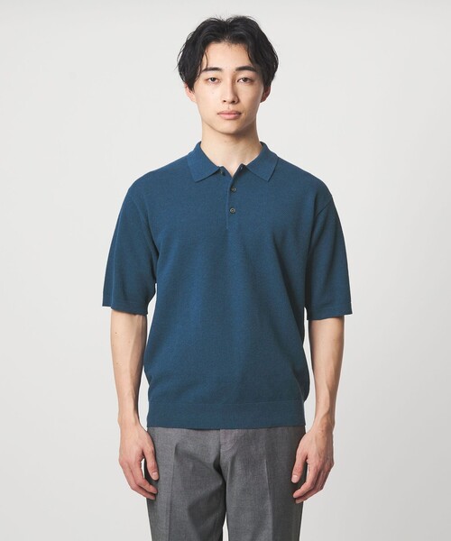 green label relaxing（グリーンレーベルリラクシング）の「タック ピケ ニット ポロシャツ -ウォッシャブル-（ポロシャツ・メンズ・グレー/ブラック/ロイヤルブルー・XL/L/M/S）」の18枚目の写真