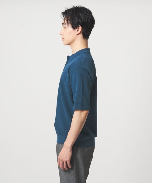 green label relaxing（グリーンレーベルリラクシング）の「タック ピケ ニット ポロシャツ -ウォッシャブル-（ポロシャツ・メンズ・グレー/ブラック/ロイヤルブルー・XL/L/M/S）」の19枚目の写真