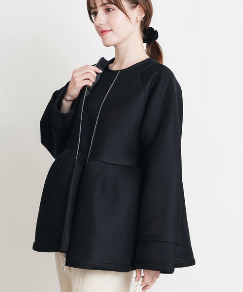 PICCIN PERLA（ピッチンペルラ）の「シアーボンディングジャケット（ノーカラージャケット・レディース・オフホワイト/ブラック・M）」の12枚目の写真