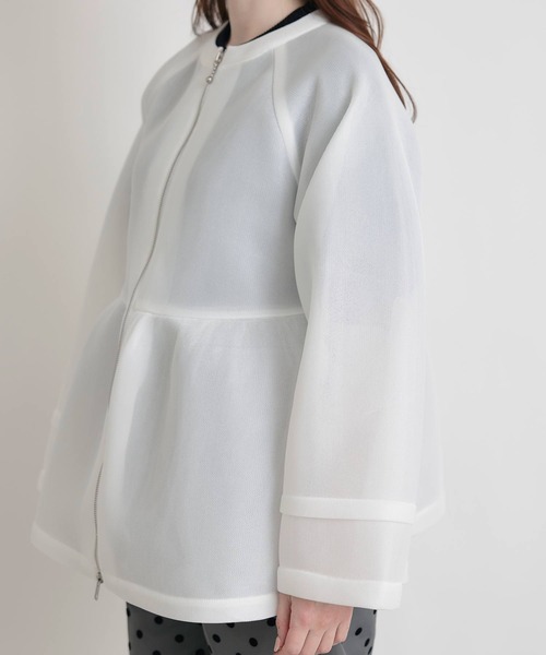 PICCIN PERLA（ピッチンペルラ）の「シアーボンディングジャケット（ノーカラージャケット・レディース・オフホワイト/ブラック・M）」の21枚目の写真