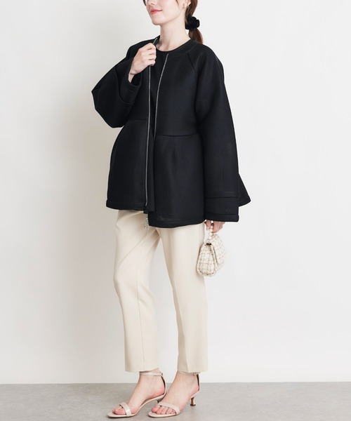 PICCIN PERLA（ピッチンペルラ）の「シアーボンディングジャケット（ノーカラージャケット・レディース・オフホワイト/ブラック・M）」の15枚目の写真