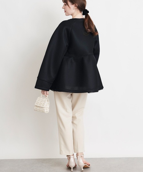 PICCIN PERLA（ピッチンペルラ）の「シアーボンディングジャケット（ノーカラージャケット・レディース・オフホワイト/ブラック・M）」の16枚目の写真