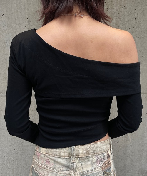 ROGER AND RAW(ロジャーアンドロウ)の「アイレットデザインワンショルダートップス(Tシャツ/カットソー・レディース・グレー/ブラック/ホワイト・FREE)」の9枚目の写真
