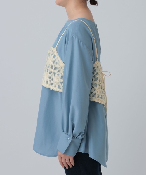 LEPSIM(レプシィム)の「レーシーキャミブラウス《2点セット》 630190(シャツ/ブラウス・レディース・オフホワイト/ライトブルー/ブラック・FREE)」の11枚目の写真