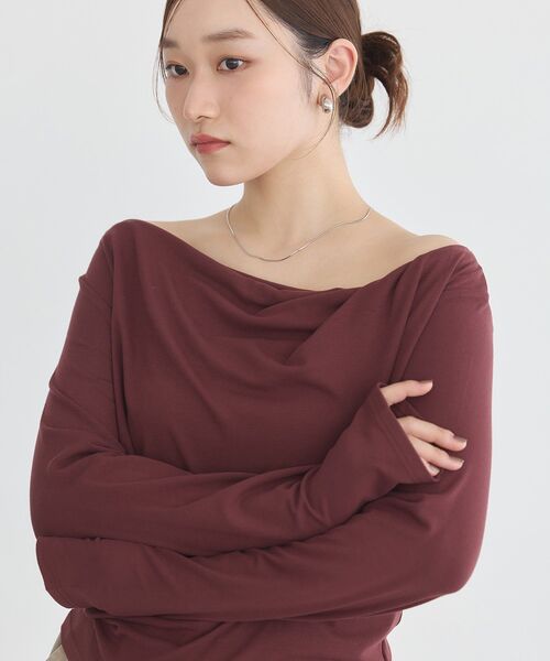 earth music&ecology(アースミュージックアンドエコロジー)の「アソートドレーププルオーバー(Tシャツ/カットソー・レディース・ピンク/ブラック/グレー系その他5/ドット/ブラウン・FREE)」の16枚目の写真