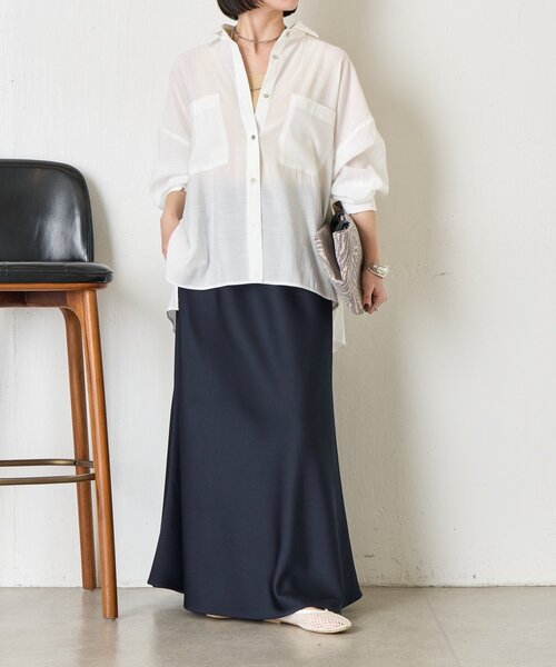 Jena espace merveilleux(ジェナ エスパスメルヴェイユ)の「【ドライタッチ/通気性◎】バックシャーリングシャツ(シャツ/ブラウス・レディース・チャコールグレー/パープル/グレー/オフホワイト/イエロー・FREE)」の6枚目の写真
