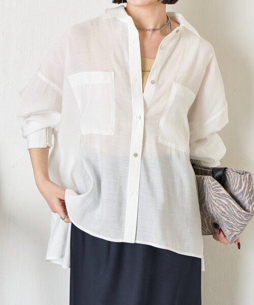 Jena espace merveilleux(ジェナ エスパスメルヴェイユ)の「【ドライタッチ/通気性◎】バックシャーリングシャツ(シャツ/ブラウス・レディース・チャコールグレー/パープル/グレー/オフホワイト/イエロー・FREE)」の12枚目の写真