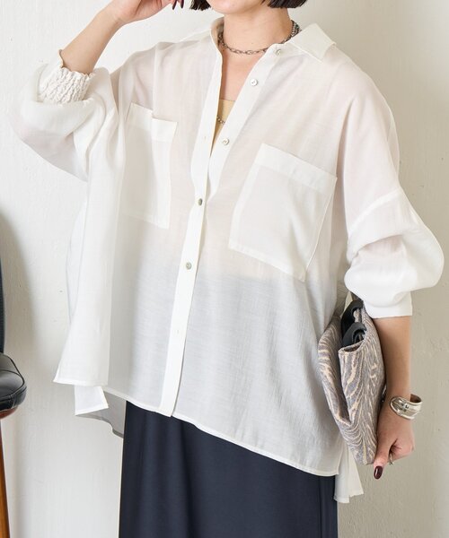 Jena espace merveilleux(ジェナ エスパスメルヴェイユ)の「【ドライタッチ/通気性◎】バックシャーリングシャツ(シャツ/ブラウス・レディース・チャコールグレー/パープル/グレー/オフホワイト/イエロー・FREE)」の13枚目の写真