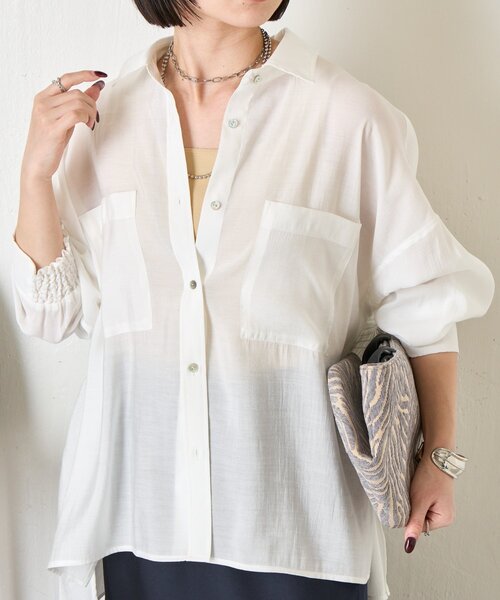Jena espace merveilleux(ジェナ エスパスメルヴェイユ)の「【ドライタッチ/通気性◎】バックシャーリングシャツ(シャツ/ブラウス・レディース・チャコールグレー/パープル/グレー/オフホワイト/イエロー・FREE)」の17枚目の写真