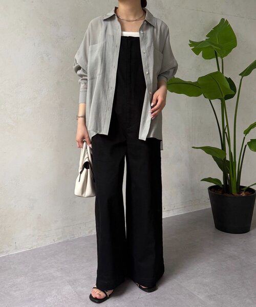 Jena espace merveilleux(ジェナ エスパスメルヴェイユ)の「【ドライタッチ/通気性◎】バックシャーリングシャツ(シャツ/ブラウス・レディース・チャコールグレー/パープル/グレー/オフホワイト/イエロー・FREE)」の19枚目の写真