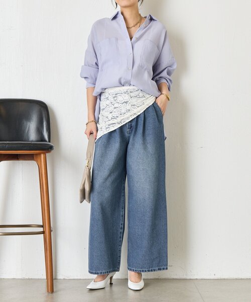 Jena espace merveilleux（ジェナ　エスパスメルヴェイユ）の「【WEB限定カラー/リバイバル】バックシャーリングシャツ（シャツ/ブラウス・レディース・チャコールグレー/パープル/グレー/オフホワイト/イエロー・FREE）」の21枚目の写真