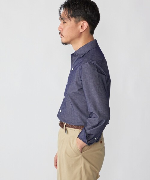 SHIPS(シップス)の「SHIPS: ジャージー デニム ライク ワンピースカラー シャツ(Tシャツ/カットソー・メンズ・ネイビー・SMALL/MEDIUM/X-LARGE/LARGE)」の2枚目の写真