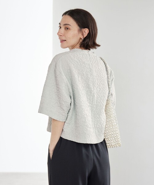 【新品】BEAUTY&YOUTH ジャガード クルーネック 6分袖 プルオーバー セール】ジャガード クルーネック 6分袖 プルオーバー（Tシャツ