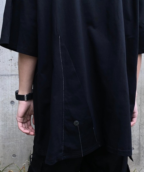 lilful(リルフル)の「【26年春夏新作】ボタンデザインギミックステッチTシャツ(Tシャツ/カットソー・メンズ・ブラック・L/M)」の9枚目の写真