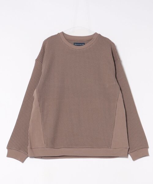 many men many mind（メニーメンメニーマインド）の「/many men many mind/BIGワッフル切り替えクルー（Tシャツ/カットソー・メンズ・ベージュ/カーキ/ブラック・MEDIUM）」の2枚目の写真