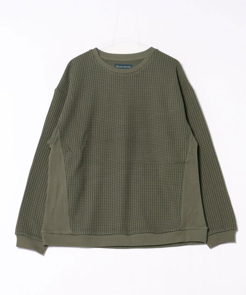 many men many mind（メニーメンメニーマインド）の「/many men many mind/BIGワッフル切り替えクルー（Tシャツ/カットソー・メンズ・ベージュ/カーキ/ブラック・MEDIUM）」の3枚目の写真