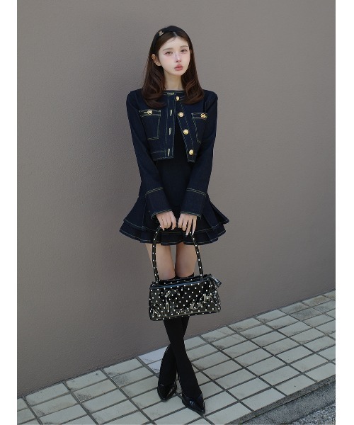 Darich（ダーリッチ）の「ダブルプリーツデニムミニワンピース