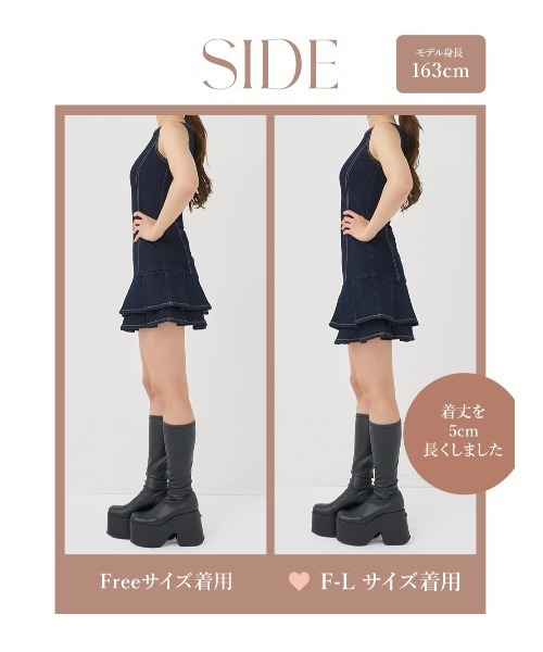 Darich（ダーリッチ）の「ダブルプリーツデニムミニワンピース