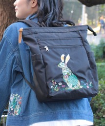 「glanta」かくれんぼうさぎ刺繍 2WAYリュック&トートバッグ