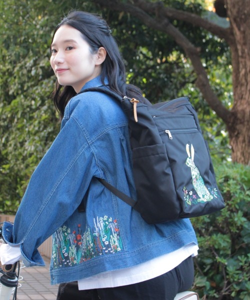 glanta」かくれんぼうさぎ刺繍 2WAYリュック＆トートバッグ（トート