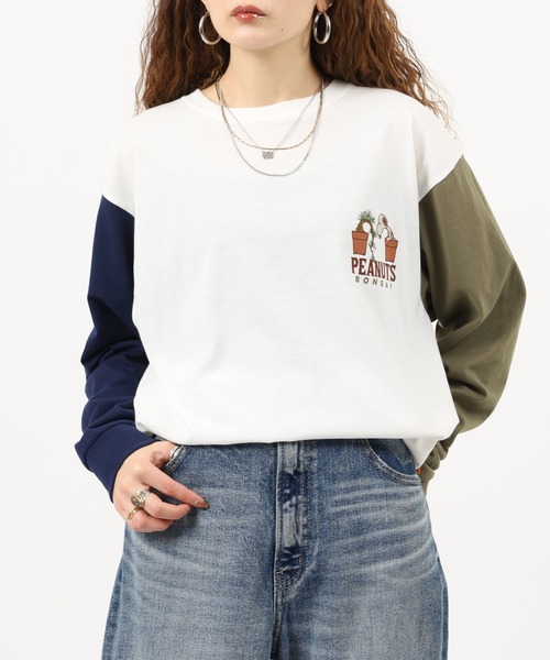 KRIFF MAYER(クリフメイヤー)の「KRIFF MAYER スヌーピー刺繍ロンT(盆栽)(Tシャツ/カットソー・メンズ・オフホワイト/ブラック/オリーブ/マルチ・M/L/XL)」の14枚目の写真