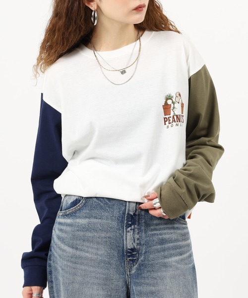 KRIFF MAYER(クリフメイヤー)の「KRIFF MAYER スヌーピー刺繍ロンT(盆栽)(Tシャツ/カットソー・メンズ・オフホワイト/ブラック/オリーブ/マルチ・M/L/XL)」の15枚目の写真