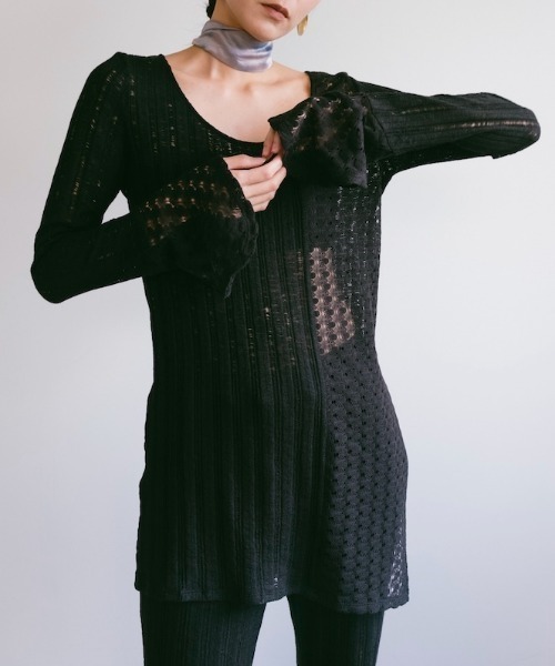 トップス Ruh Dhan Lace Paneled Long Top MARTE Lace Paneled Long Top（その他トップス）｜Ruh Dhan（ルーダン）の
