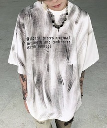 【26年春夏新作】ペイントスプレー風レターリングプリントワッフルチェックTシャツ