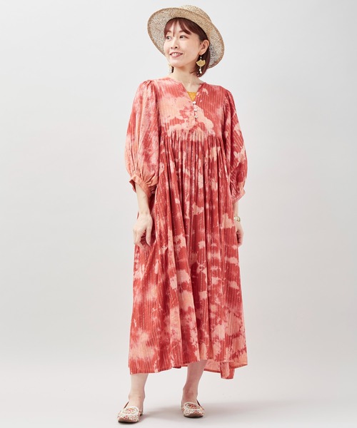 チャイハネ（チャイハネ）の「【チャイハネ】ティルレタイダイワンピース（ワンピース・レディース・オレンジ/ネイビー・FREE）」の2枚目の写真