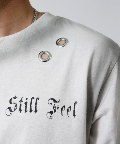 NYLAUS(ナイラス)の「【NYS】アイレット スプレー加工 グランジ 半袖Tシャツ ユニセックス(Tシャツ/カットソー・メンズ・ピンク/カーキ/ブラック/アイボリー・L/M/S)」の6枚目の写真