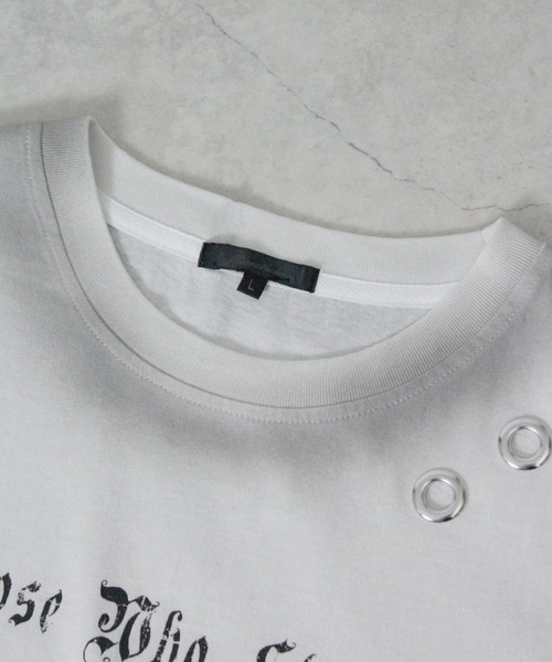 NYLAUS(ナイラス)の「【NYS】アイレット スプレー加工 グランジ 半袖Tシャツ ユニセックス(Tシャツ/カットソー・メンズ・ピンク/カーキ/ブラック/アイボリー・L/M/S)」の13枚目の写真