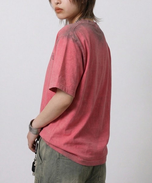 NYLAUS(ナイラス)の「【NYS】アイレット スプレー加工 グランジ 半袖Tシャツ ユニセックス(Tシャツ/カットソー・メンズ・ピンク/カーキ/ブラック/アイボリー・L/M/S)」の10枚目の写真