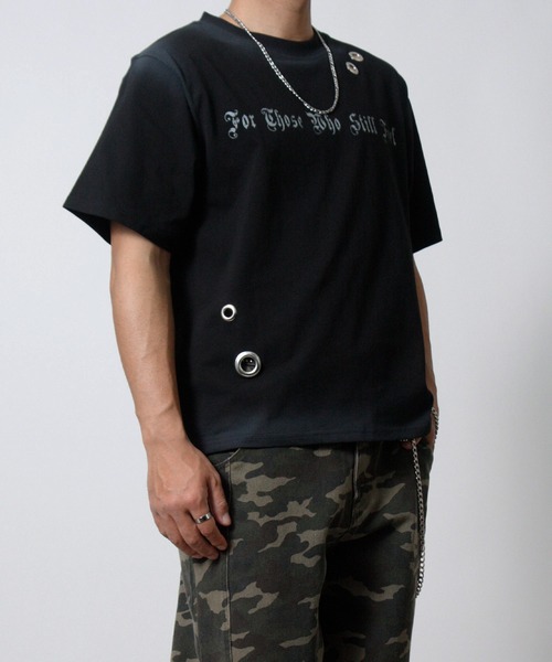 NYLAUS(ナイラス)の「【NYS】アイレット スプレー加工 グランジ 半袖Tシャツ ユニセックス(Tシャツ/カットソー・メンズ・ピンク/カーキ/ブラック/アイボリー・L/M/S)」の22枚目の写真