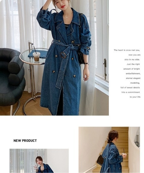 I.O.E(アイオイ)の「デニム トレンチコート ロング丈(トレンチコート・レディース・ブルー・LARGE/MEDIUM/X-LARGE)」の12枚目の写真