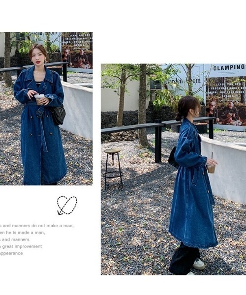 I.O.E(アイオイ)の「デニム トレンチコート ロング丈(トレンチコート・レディース・ブルー・LARGE/MEDIUM/X-LARGE)」の14枚目の写真