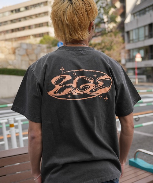 BGL(ビージーエル)の「CRACK OVAL LOGO TEE / ロゴプリント / かすれプリント / クラックロゴ / ピグメント / ヴィンテージライク 半袖Tシャツ(Tシャツ/カットソー・レディース・ブラック/ライトグレー・S/M/L)」の2枚目の写真