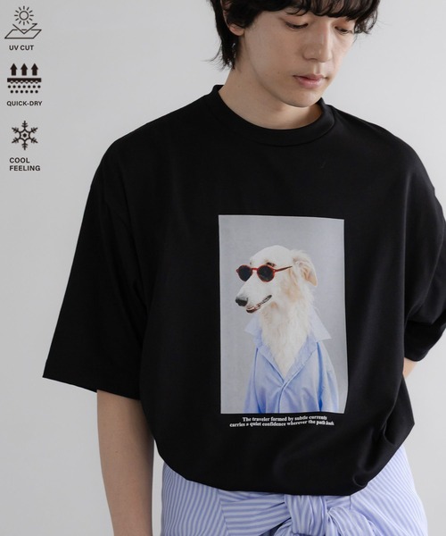 LOWRYS FARM(ローリーズファーム)の「【LFM(U)】アニマルフォトTEE/接触冷感・UVカット・クイックドライ 668712(Tシャツ/カットソー・メンズ・ブラック/ホワイト・LARGE/MEDIUM)」の2枚目の写真
