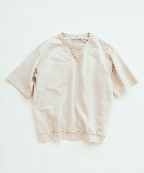 JOURNAL STANDARD relume（ジャーナルスタンダード　レリューム）の「ラフカット ミニ裏毛 半袖スウェット（Tシャツ/カットソー・メンズ・ブラック/シャーベット/バーガンディー/ベージュ系その他/ラベンダー・MEDIUM/LARGE）」の2枚目の写真