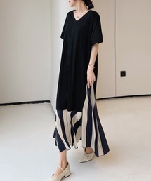 Diosfront（ディオスフロント）の「異素材切替Vネックカットワンピース（ワンピース）」