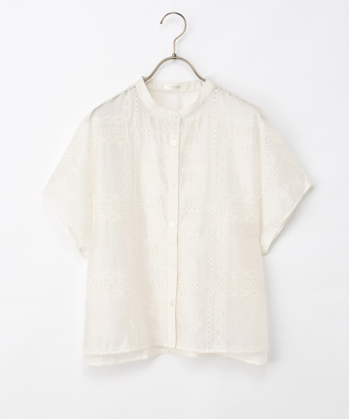 Honeys(ハニーズ)の「刺繍バンドカラーブラウス(シャツ/ブラウス・レディース・アイボリー/ブラック/ブルー・L/M/S)」の11枚目の写真