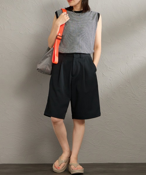 FRED PERRY（フレッドペリー）の「【WEB先行予約】[FRED PERRY/フレッドペリー]  ワンポイントロゴ刺繍 テニストラウザーバミューダショーツ（その他パンツ・レディース・ブラック/キャメル・L/M/S/XS）」の9枚目の写真