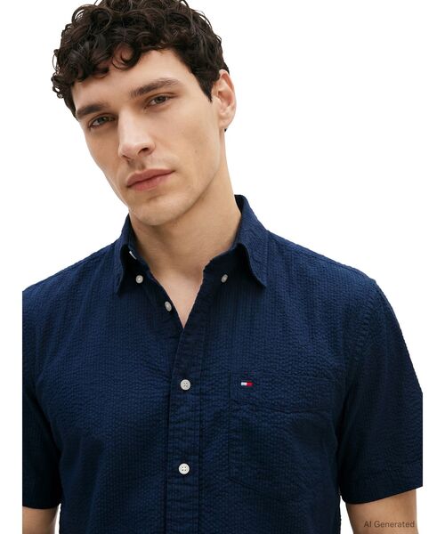 TOMMY HILFIGER（トミーヒルフィガー）の「AF SEERSUCKER SOLID SS RF SHIRT（シャツ/ブラウス・メンズ・ライトブルー/ホワイト/マルチ・SMALL/MEDIUM/LARGE/X-LARGE）」の7枚目の写真