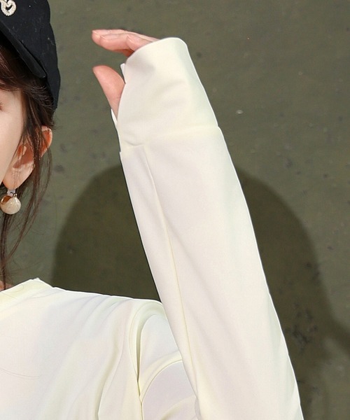 TeddyShop（テディショップ）の「【紫外線遮蔽率99.9%以上/UPF50+/大きいサイズ有】長袖クロップド丈ラッシュガードトップス+インパン付きタンキニ 3点セット レディース（水着・レディース・ブラック×カーキ/ホワイト系その他/グレー系その他・S/LL/L/M）」の11枚目の写真