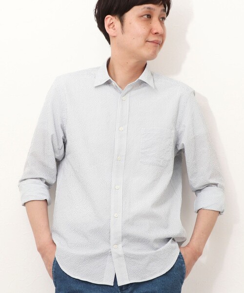 NOLLEY'S LIGHT(ノーリーズライト)の「サッカープリント レギュラーカラーシャツ(シャツ/ブラウス・メンズ・ホワイト系その他/パープル系その他・M/L)」の2枚目の写真