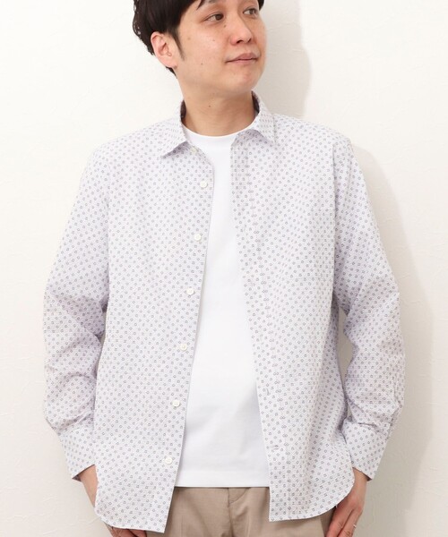 NOLLEY'S LIGHT(ノーリーズライト)の「サッカープリント レギュラーカラーシャツ(シャツ/ブラウス・メンズ・ホワイト系その他/パープル系その他・M/L)」の1枚目の写真