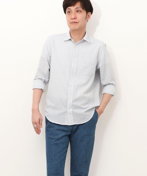 NOLLEY'S LIGHT(ノーリーズライト)の「サッカープリント レギュラーカラーシャツ(シャツ/ブラウス・メンズ・ホワイト系その他/パープル系その他・M/L)」の5枚目の写真